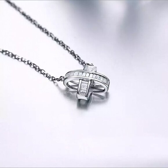 💥 X Shape Link Chain Factory Price Zircon Delicate Fashion Necklace, EVGG1098 - Picture 3 of 3